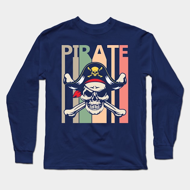 Pirate Captain Halloween Party Costume Long Sleeve T-Shirt by GWENT